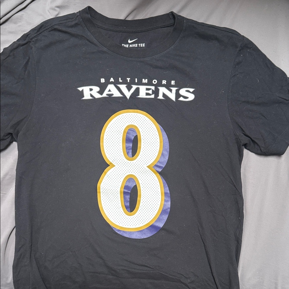 Nike Men's Black Lamar Jackson Ravens Tee with Number 8